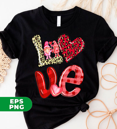 Love Gnome, My Love, Valentine Pattern, Leopard Love, Digital Files, Png Sublimation