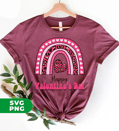 Happy Valentine's Day, Pink Rainbow, Leopard Valentine, Digital Files, Png Sublimation