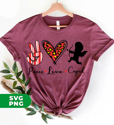 Peace Love Cupid, Leopard Heart, Cupid Lover, Digital Files, Png Sublimation