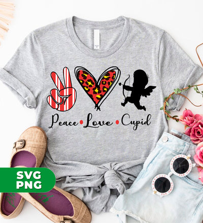 Peace Love Cupid, Leopard Heart, Cupid Lover, Digital Files, Png Sublimation