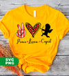 Peace Love Cupid, Leopard Heart, Cupid Lover, Digital Files, Png Sublimation