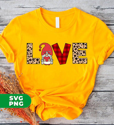 Love Text Design, Red Gnome, Leopard Pattern, Digital Files, Png Sublimation