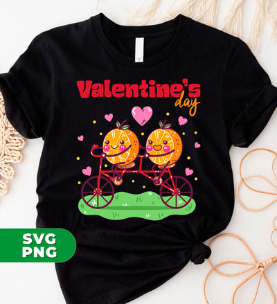 Valentine's Day, Orange Couple, Orange Ride A Bike, Digital Files, Png Sublimation