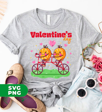 Valentine's Day, Orange Couple, Orange Ride A Bike, Digital Files, Png Sublimation