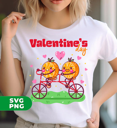 Valentine's Day, Orange Couple, Orange Ride A Bike, Digital Files, Png Sublimation