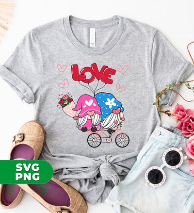 Cute Gnome, Gnome Couple, Gnome Ride A Bike With Love, Digital Files, Png Sublimation