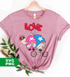 Cute Gnome, Gnome Couple, Gnome Ride A Bike With Love, Digital Files, Png Sublimation