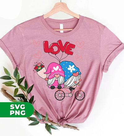 Cute Gnome, Gnome Couple, Gnome Ride A Bike With Love, Digital Files, Png Sublimation