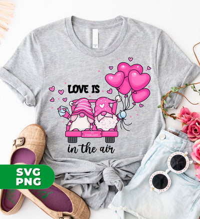 Love Is In The Air, Lovely Gnome, Couple Gnome, Pink Balloons, Digital Files, Png Sublimation