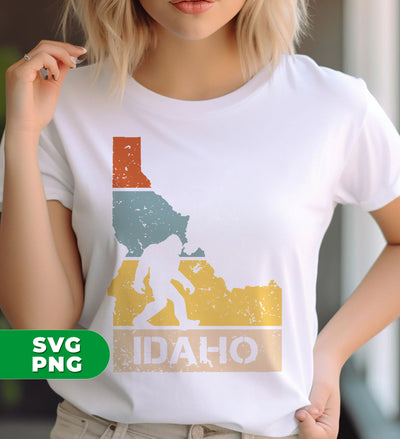 Idaho Lover, Idaho Human, Retro Idaho, Big Foot Silhouette, Digital Files, Png Sublimation