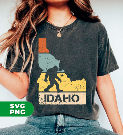 Idaho Lover, Idaho Human, Retro Idaho, Big Foot Silhouette, Digital Files, Png Sublimation