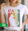 Cats Lover, Retro Cats, Cat Silhouette, Cat Vintage, Digital Files, Png Sublimation