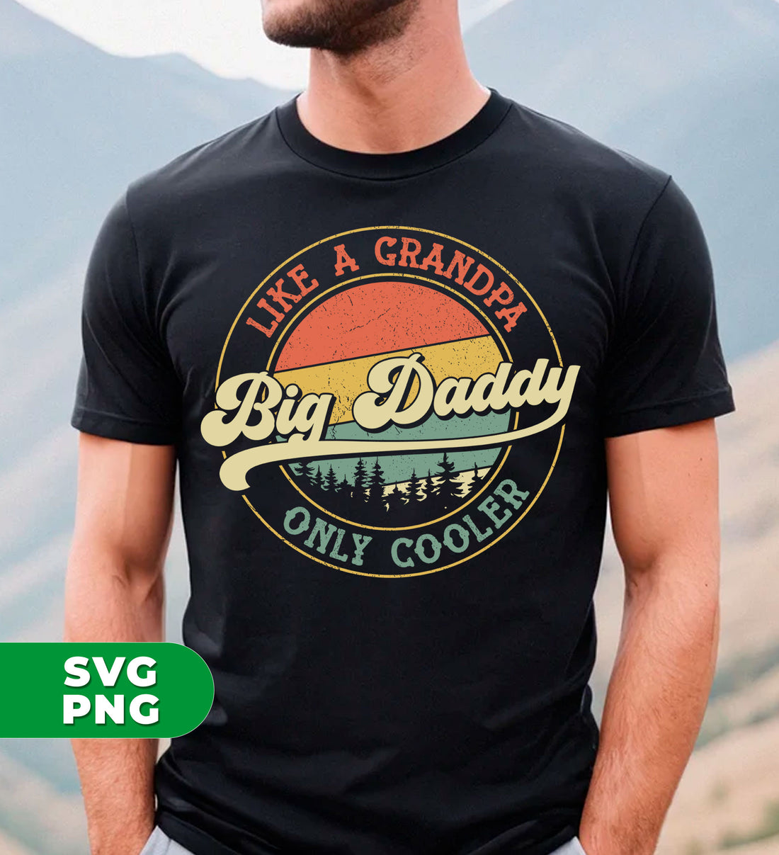 Celebrate Father's Day with this retro-inspired Big Daddy Like A Grandpa Only Cooler design. With this digital file, use it on various items through sublimation to show off your dad's coolness. Perfect for the dad who is like a grandpa, but even cooler!