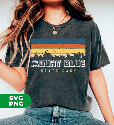 Retro Mount Blue, Mount Blue State Park, Mount Blue Silhouette, Digital Files, Png Sublimation