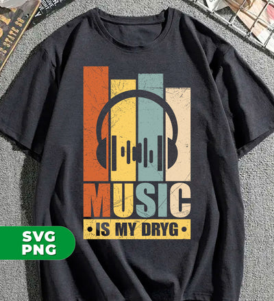 Music Is My Dryg, Love Music, Headphone Silhouette, Digital Files, Png Sublimation