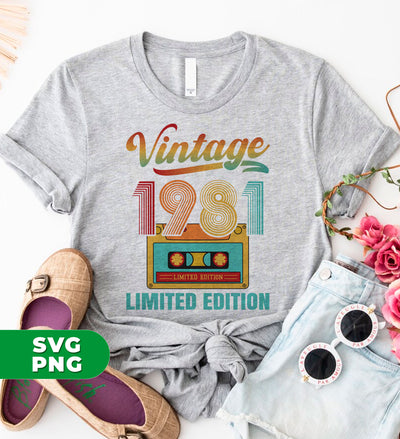 1981 Limited Edition, Vintage Cassette, 1981 Birthday, Digital Files, Png Sublimation