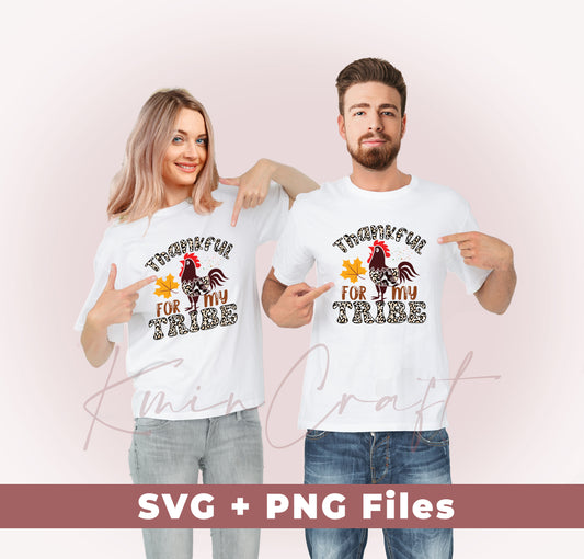 Thankful For My Tribe, Turkey's Day, Fall Season, Svg Files, Png Sublimation