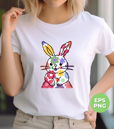 Flower Bunny, Easter Bunny, Cute Bunny, Floral Bunny, Digital Files, Png Sublimation