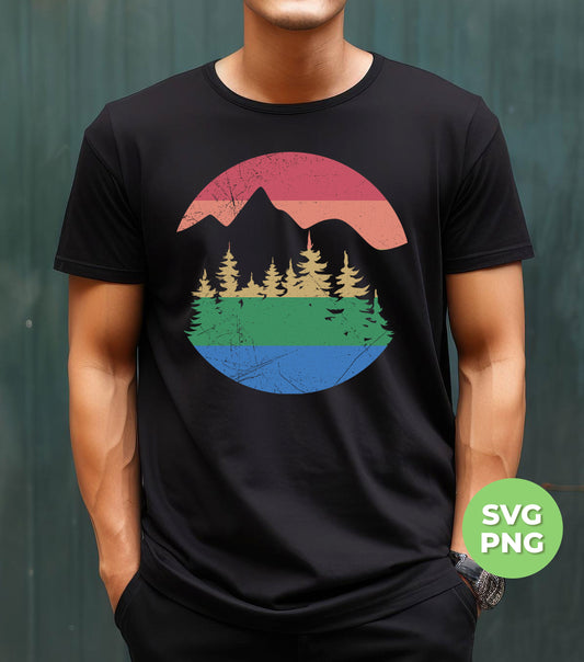 Retro Landscape, Mountain Silhouette, Love Mountain, Digital Files, Png Sublimation