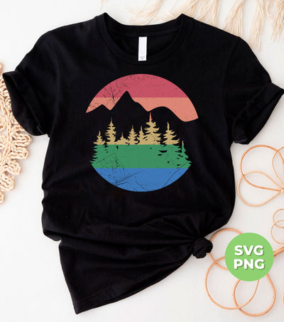 Retro Landscape, Mountain Silhouette, Love Mountain, Digital Files, Png Sublimation