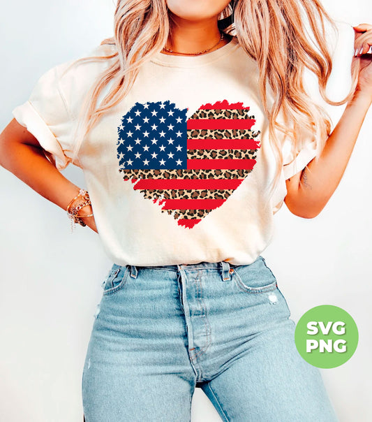 July 4th, American Flag, American Heart, Leopard America, Digital Files, Png Sublimation