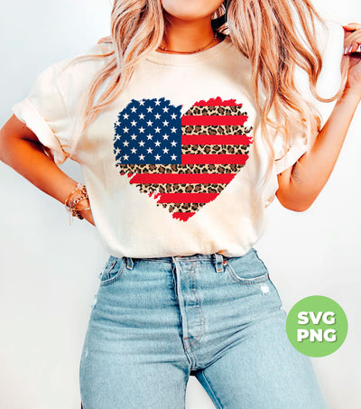 July 4th, American Flag, American Heart, Leopard America, Digital Files, Png Sublimation