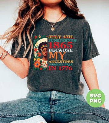 Not July 4th, Juneteenth 1865 Because My Ancestors Weren't Free In 1776, Digital Files, Png Sublimation