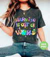 This educational product features a vibrant design with colorful text, stars, and a moon to ignite your child's imagination. With digital files and PNG sublimation, learning is truly out of this world. Experience a fun and engaging way to educate your child with this unique offering.