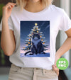 Merry Catmas, Cool Cat, Xmas Tree, Christmas Night, Digital Files, Png Sublimation