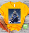 Merry Catmas, Cool Cat, Xmas Tree, Christmas Night, Digital Files, Png Sublimation