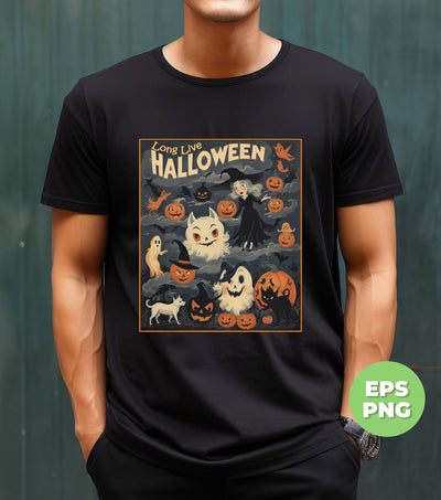 Long Live Halloween, Retro Halloween, Vintage Halloween, Spooky Season, Black Cat, Digital Files, Png Sublimation