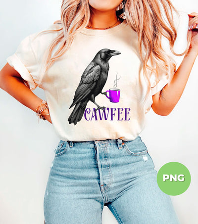 Cawfee Gift, Funny Bird, Grey Bird Drink Coffee, Love Bird, Love Coffee, Raven Bird, Crow Bird, Digital Files, Png Sublimation