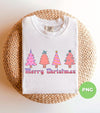 Merry Christmas, Trendy Christmas, Pinky Christmas Tree, Digital Files, Png Sublimation