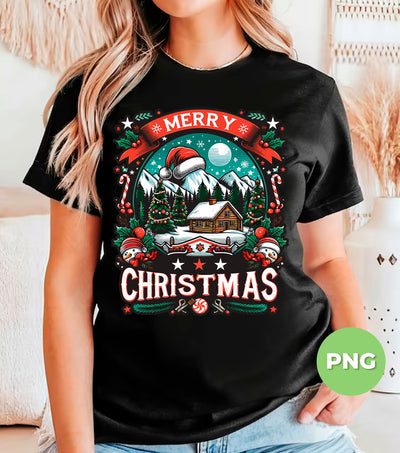 Merry Christmas, Trendy Christmas, Gingerbread House, Mountain Wear Xmas Hat, Digital Files, Png Sublimation