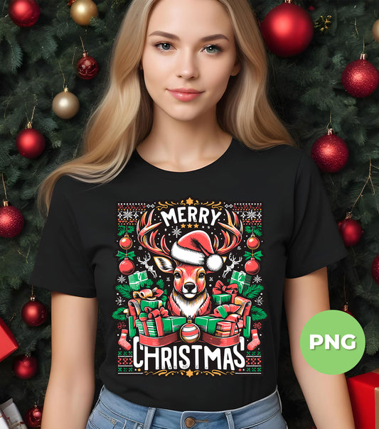 Merry Christmas, Reindeer Xmas, Christmas Pattern, Xmas Ball, Digital Files, Png Sublimation