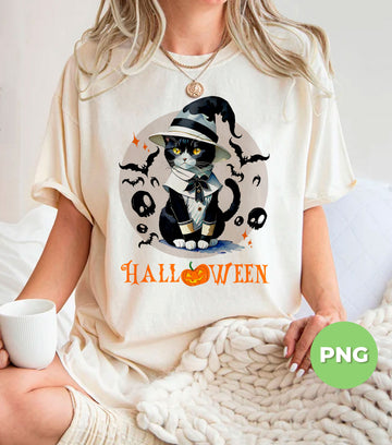 Halloween Black Cat PNG, Witch Cat Clipart, Cute Halloween Kitty Sublimation, Magic Cat, Fall Cat Art, Spooky Cat PNG