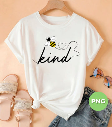 Bee Kind PNG, Cute Bumblebee Teacher Gift Sublimation, Positive Quote Clipart, Inspiring Kindness Graphic, Bee Heart Path Art