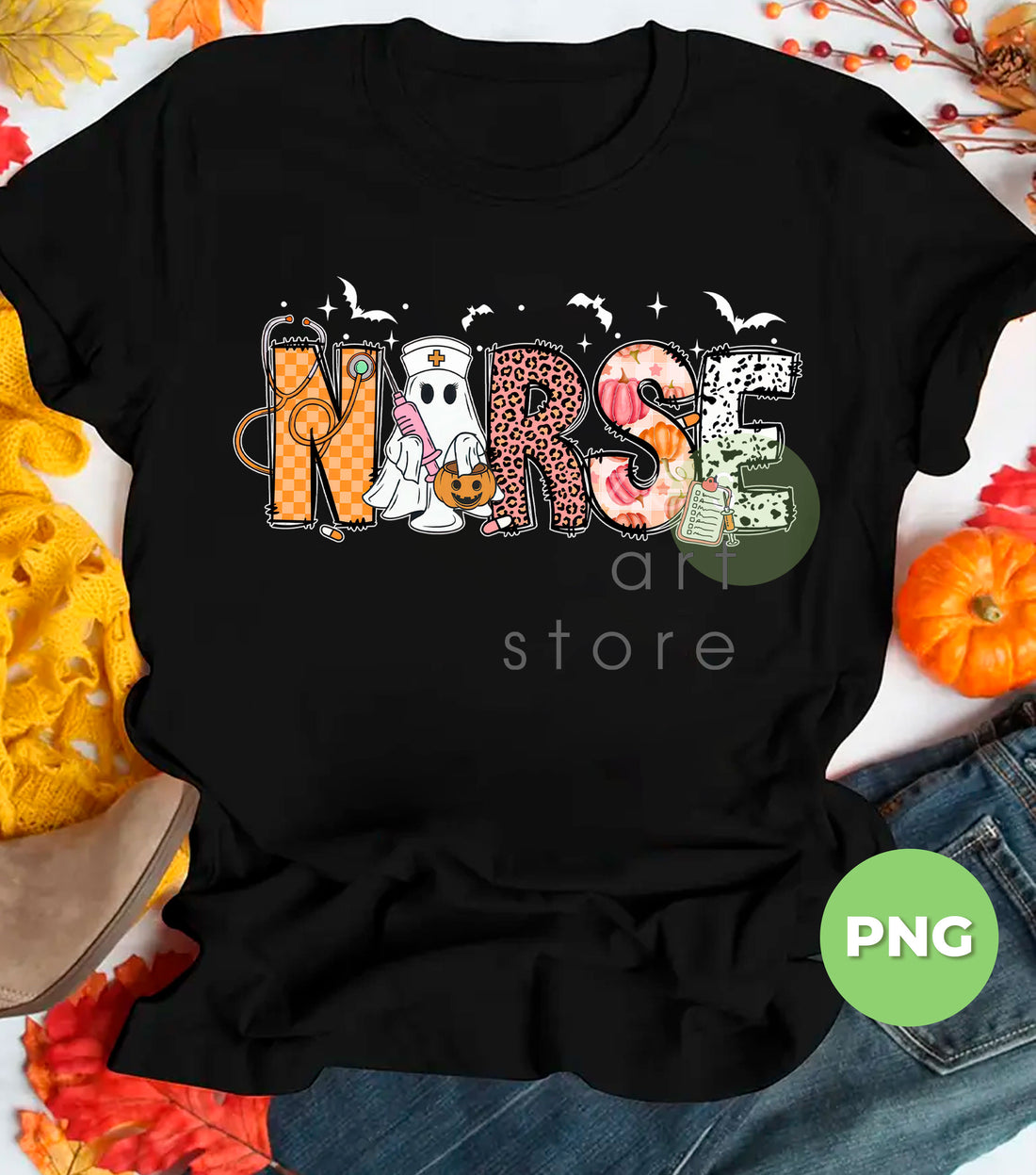 Halloween Nurse PNG, Ghost Nurse Sublimation, Spooky Nurse Leopard Pumpkin, Funny Nurse Clipart, Cute Halloween Medical Nurse