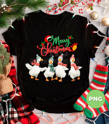 Merry Christmas Goose, Funny Goose Christmas, Farm Animal Holiday, Christmas Geese Clipart, Winter Goose Gift