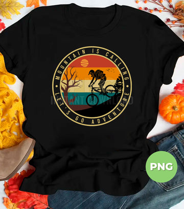 Mountain Biking PNG, Retro Cycling Adventure Clipart, Downhill Rider Sunset Design, Outdoors Nature Trail Sports Sublimation File
