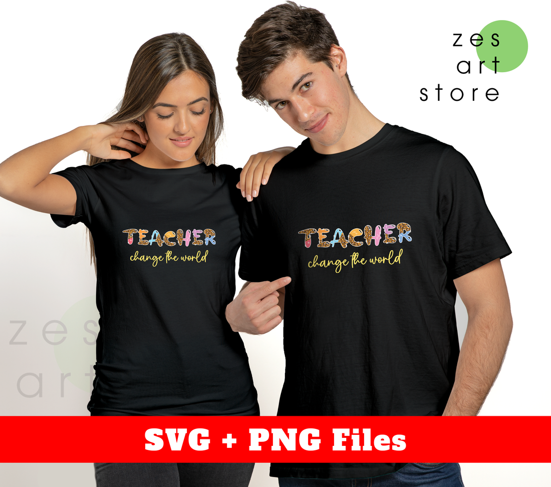 Teacher Change The World, Teacher Leopard Svg, Svg Files, Png Sublimation