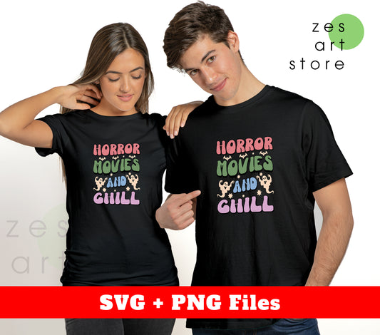 Horror Movies And Chill, Halloween Holiday Svg, Horror Gift, Svg Files, Png Sublimation