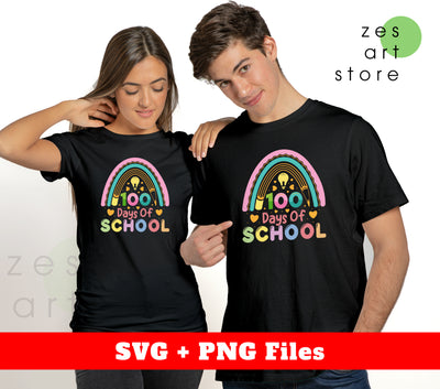 100 Days Of School, Rainbow School, Back To School, Svg Files, Png Sublimation