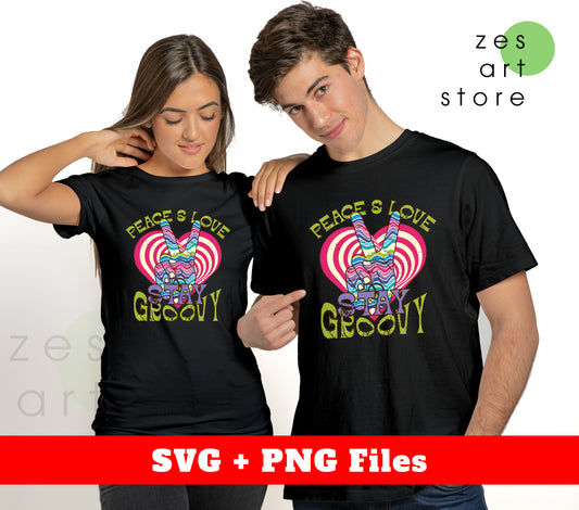 Peace And Love Groovy, Peace Groovy, Groovy Heart, Hypnosis Circle, Svg Files, Png Sublimation