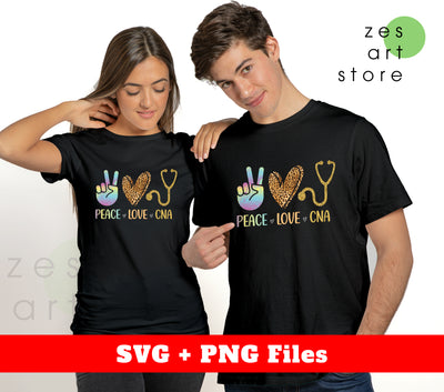 Peace Love CNA, Love CNA, Peace CNA, Leopard CNA, Svg Files, Png Sublimation