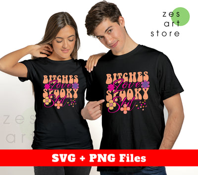 Bitches Love Spooky Shit, Halloween's Day, Flower Spooky, Svg Files, Png Sublimation