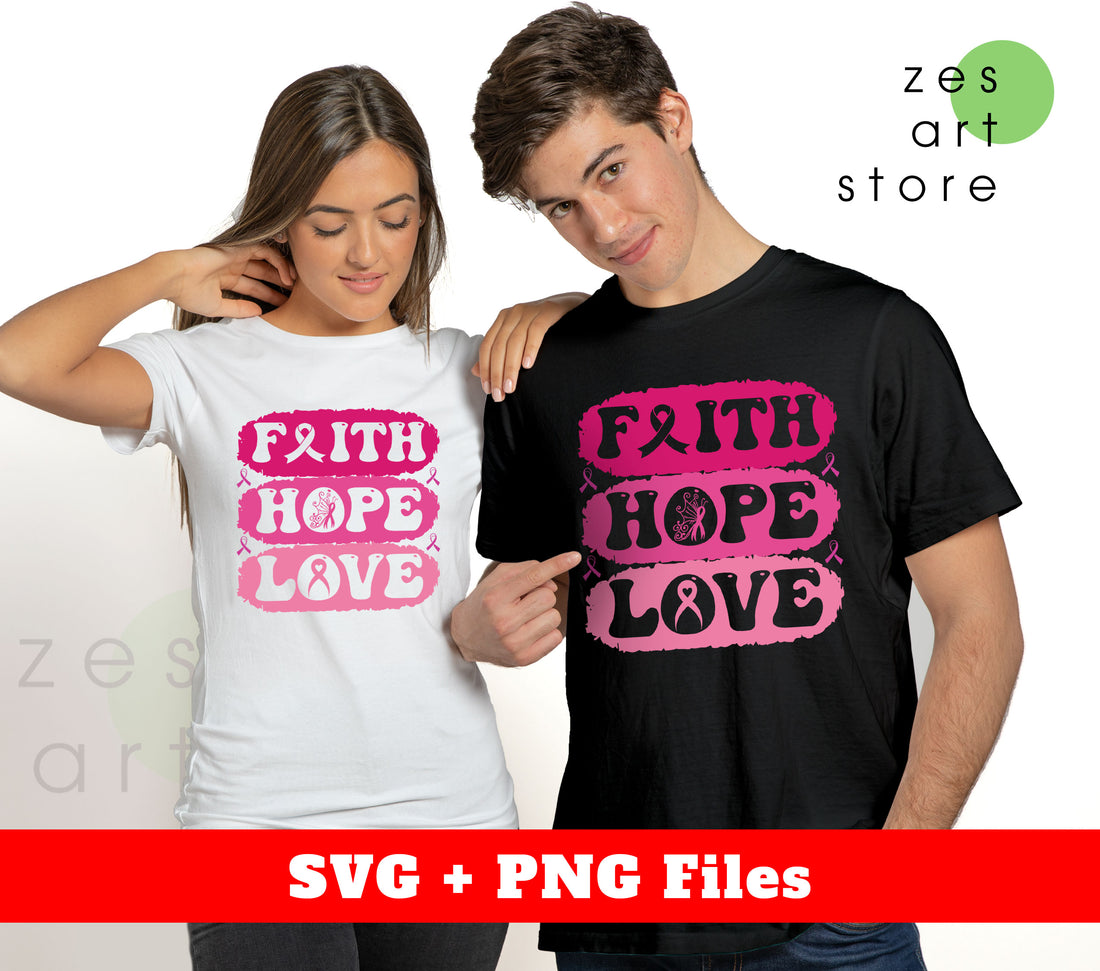 Faith Hop Love, Cancer Awareness, Breast Cancer Against, Svg Files, Png Sublimation