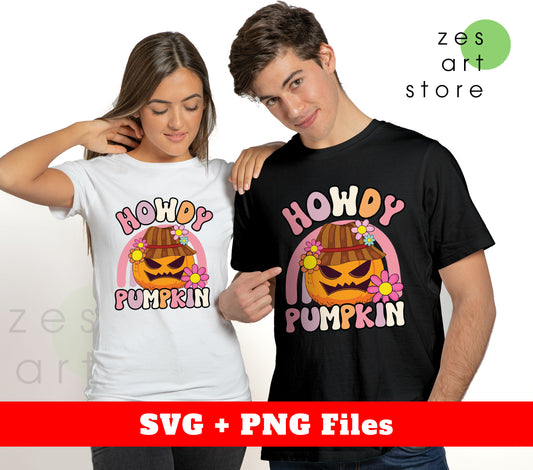 Howdy Pumpkin, Cowboy Halloween, Groovy Pumpkin, Svg Files, Png Sublimation