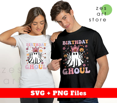 Birthday Ghoul, Groovy Halloween, Cute Princess Ghost, Svg Files, Png Sublimation