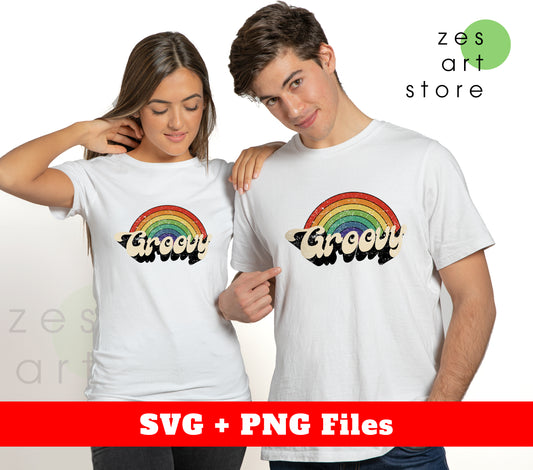 Groovy Rainbow, Rainbow Groovy, Retro Rainbow, Svg Files, Png Sublimation